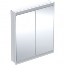 GEBERIT ONE zrkadlová skrinka vstavaná 75x90x15 cm, osvetlenie s reguláciou stmievania a teploty svetla, s vypínačom a el. zásuvkou, Bluetooth, hliník, biela
