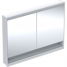 GEBERIT ONE zrkadlová skrinka vstavaná 120x90x15 cm, osvetlenie s reguláciou stmievania a teploty svetla, s vypínačom a el. zásuvkou, Bluetooth, hliník, biela