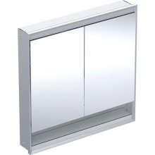 GEBERIT ONE zrkadlová skrinka vstavaná 90x90x15 cm, osvetlenie s reguláciou stmievania a teploty svetla, s vypínačom a el. zásuvkou, Bluetooth, eloxovaný hliník