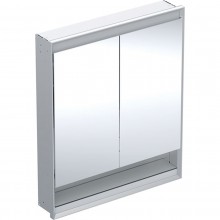 GEBERIT ONE zrkadlová skrinka vstavaná 75x90x15 cm, osvetlenie s reguláciou stmievania a teploty svetla, s vypínačom a el. zásuvkou, Bluetooth, eloxovaný hliník