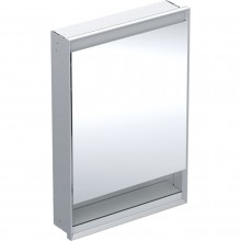 GEBERIT ONE zrkadlová skrinka vstavaná 60x90x15 cm, osvetlenie s reguláciou stmievania a teploty svetla, s vypínačom a el. zásuvkou, Bluetooth, pánty vľavo, eloxovaný hliník