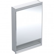 GEBERIT ONE zrkadlová skrinka vstavaná 60x90x15 cm, osvetlenie s reguláciou stmievania a teploty svetla, s vypínačom a el. zásuvkou, Bluetooth, pánty vpravo, eloxovaný hliník