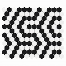 DUNIN HEXAGONIC mozaika 30x26(2,3x2,6)cm, lesk, white black coral