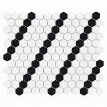 DUNIN HEXAGONIC mozaika 30x26(2,3x2,6)cm, lesk, white black lean