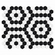 DUNIN HEXAGONIC mozaika 30x26(2,3x2,6)cm, lesk, white black nano
