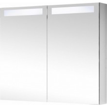 DŘEVOJAS MAX GA2O 80 zrkadlová skrinka 80x82x13,8 cm, osvetlenie, lamino, lesklá biela